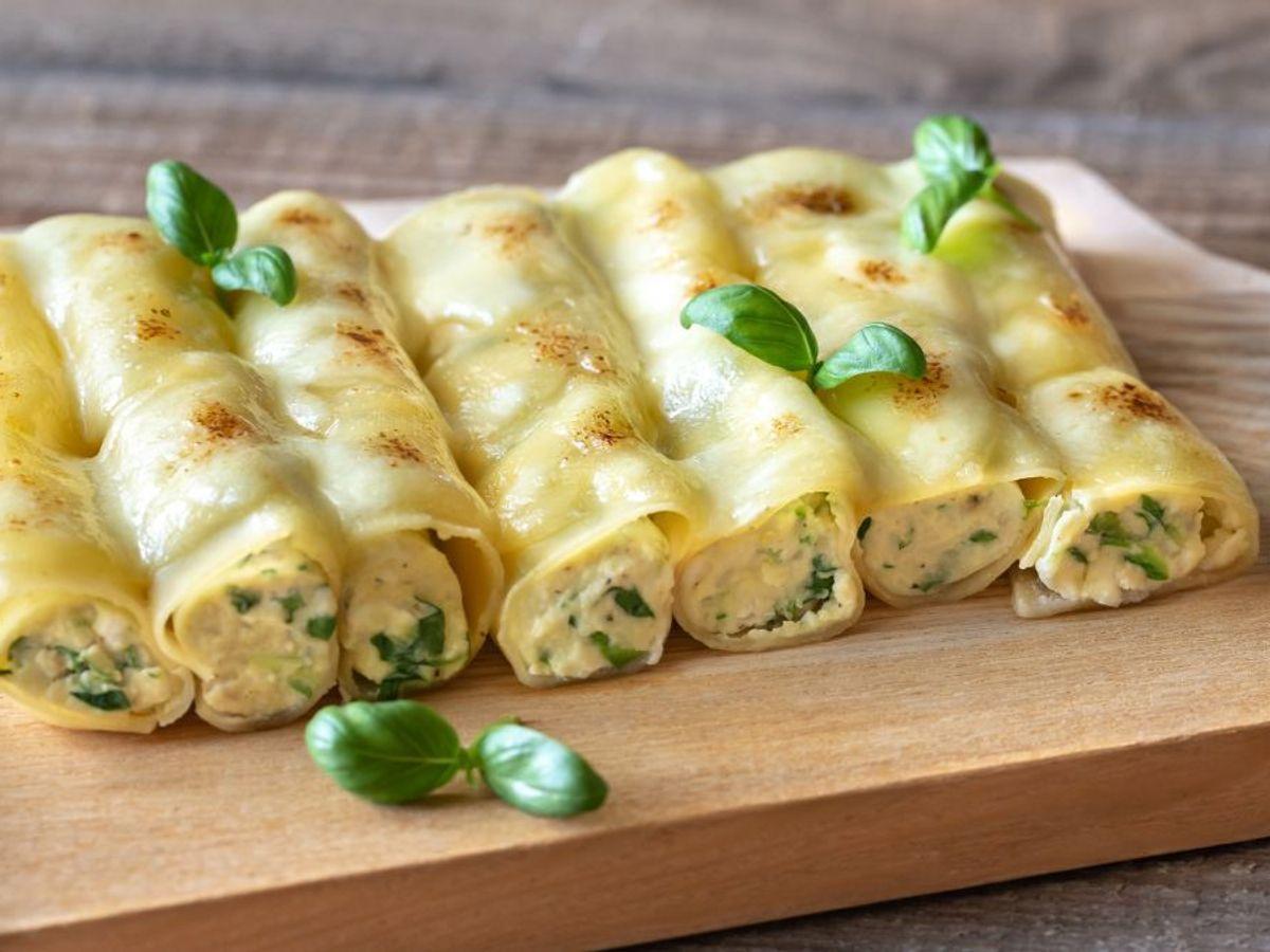 Cannellonis aux courgettes, basilic et chèvre frais