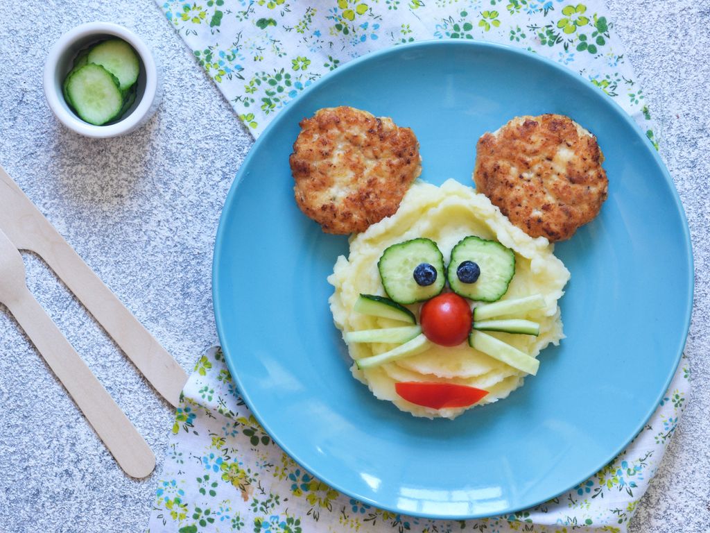 Souris en purée et galettes de chou-fleur