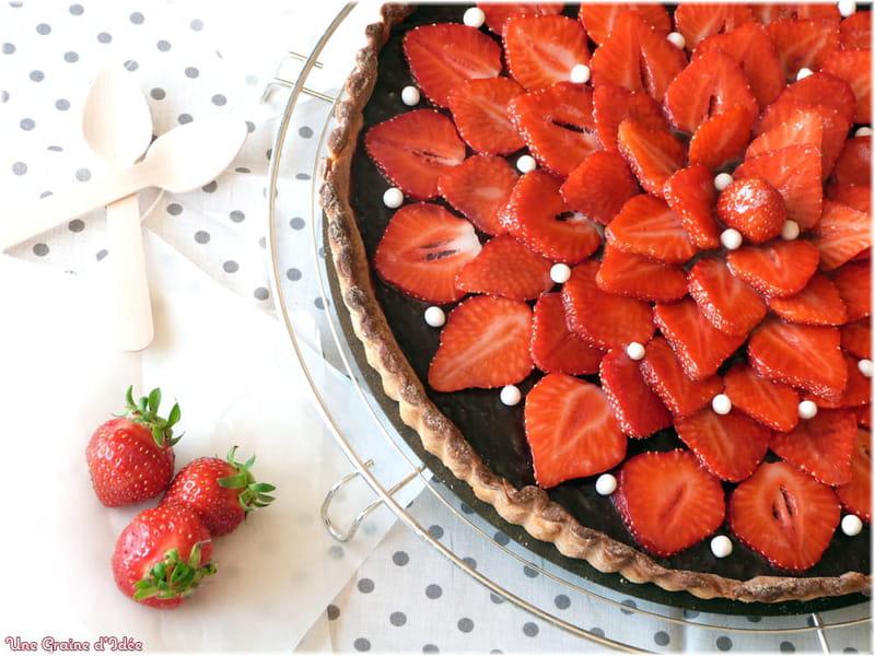 Tarte chocolatée aux fraises